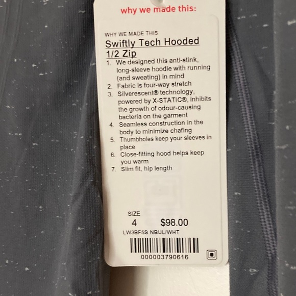 NWT Lululemon swiftly tech hooded half zip 4 - Picture 6 of 6